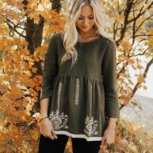 Roolee green embroidered top s